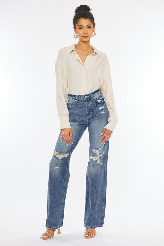 ULTRA HIGH-RISE DISTRESSED 90s FLARE