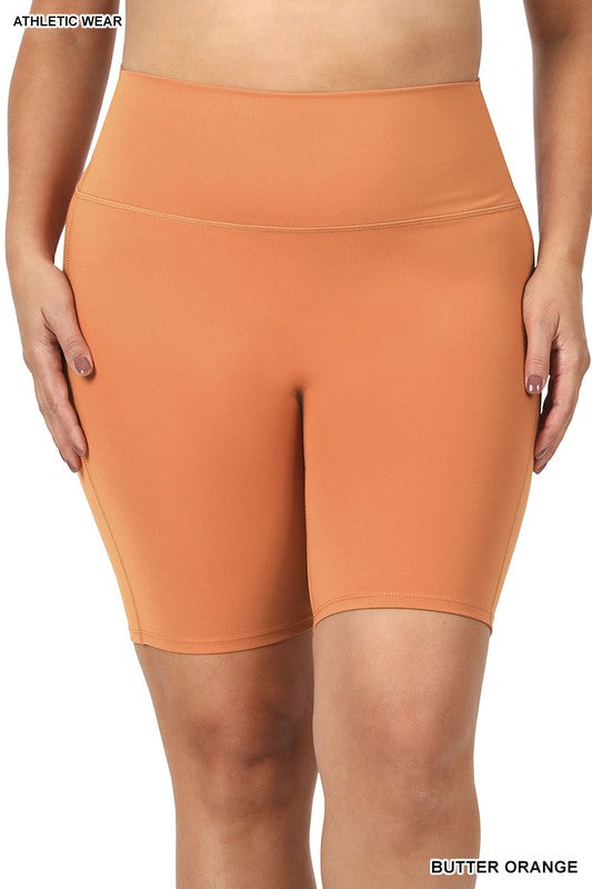 ATHLETIC HIGH RISE BIKER SHORTS PLUS SIZE