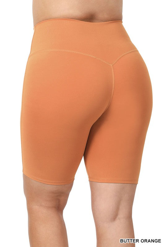 ATHLETIC HIGH RISE BIKER SHORTS PLUS SIZE