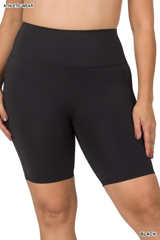 ATHLETIC HIGH RISE BIKER SHORTS PLUS SIZE