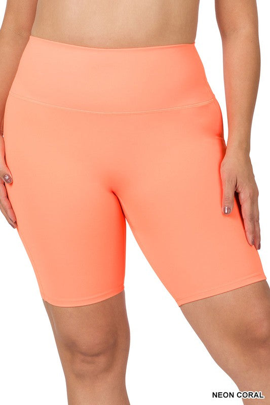 ATHLETIC HIGH RISE BIKER SHORTS PLUS SIZE