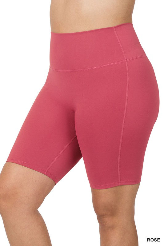 ATHLETIC HIGH RISE BIKER SHORTS PLUS SIZE