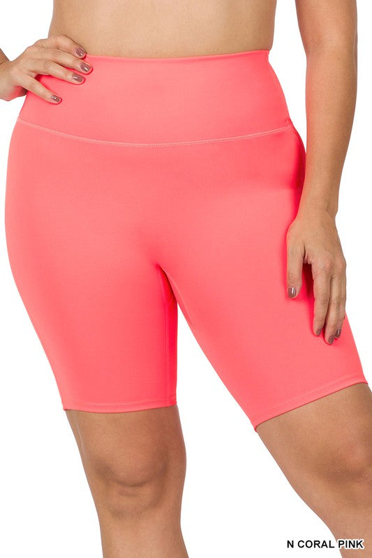 ATHLETIC HIGH RISE BIKER SHORTS PLUS SIZE