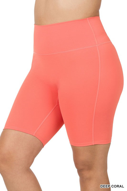 ATHLETIC HIGH RISE BIKER SHORTS PLUS SIZE