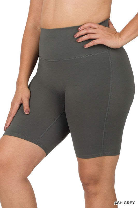 ATHLETIC HIGH RISE BIKER SHORTS PLUS SIZE