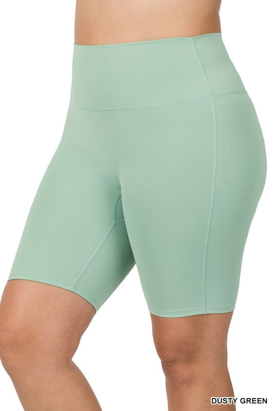 ATHLETIC HIGH RISE BIKER SHORTS PLUS SIZE