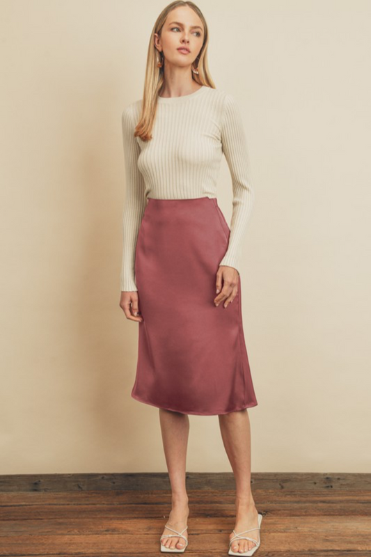 ROSE SATIN SILK SKIRT