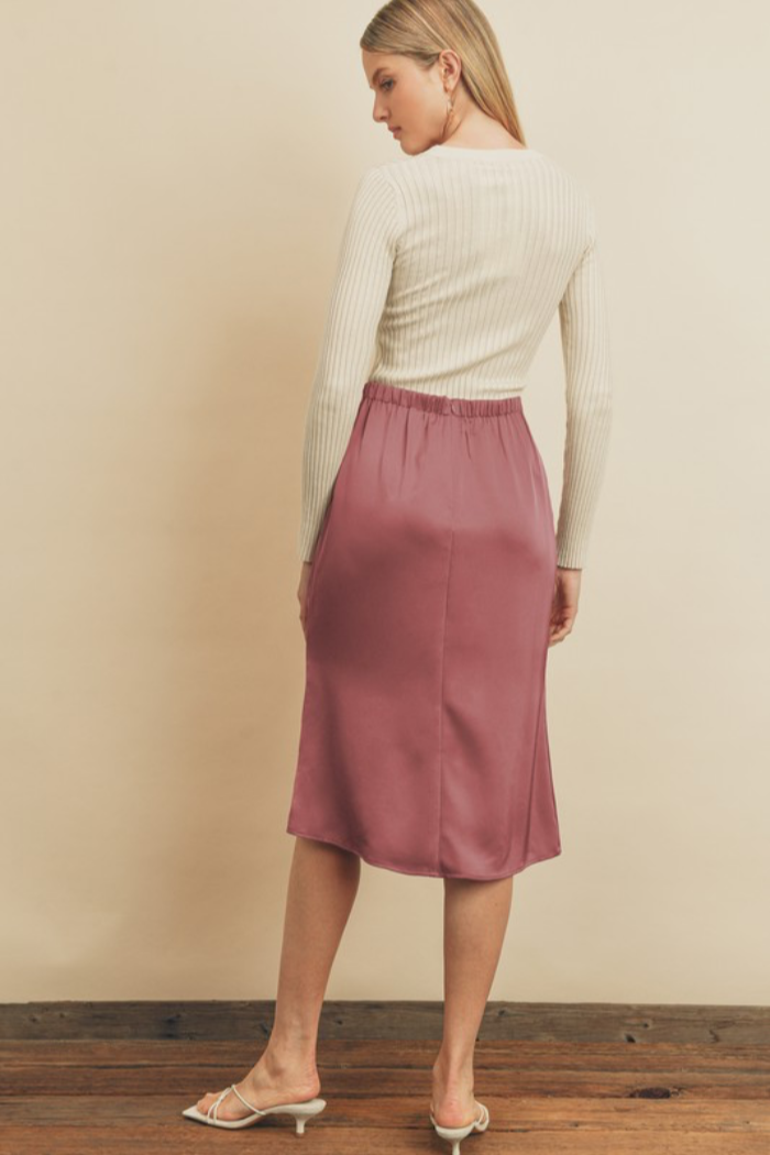 ROSE SATIN SILK SKIRT