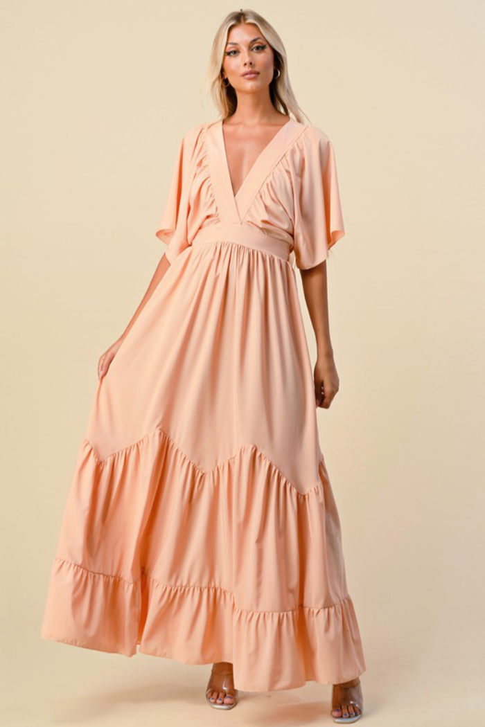 Womens peach boho maxi dress