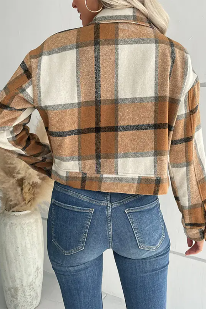 CROPPED PLAID VINTAGE JACKET