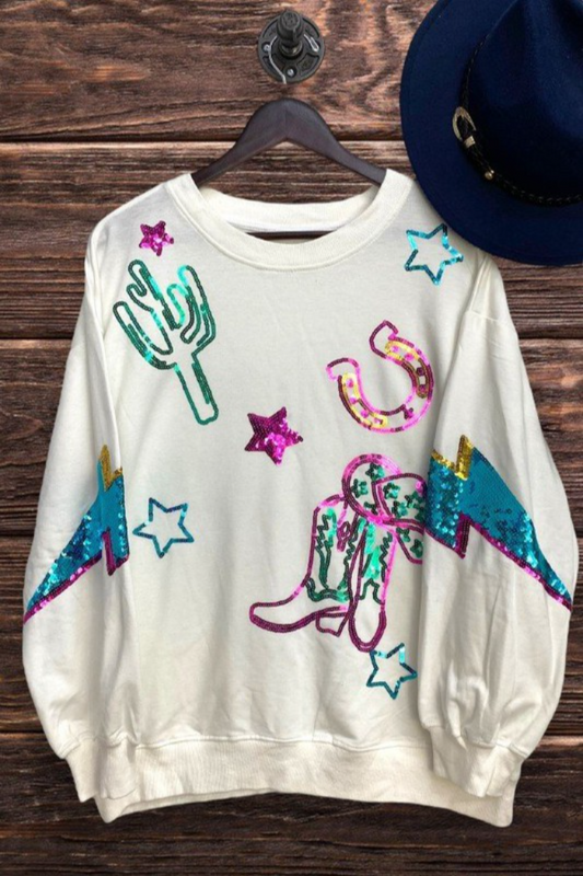 CUTE WESTERN PATCH SWEATSHIRT