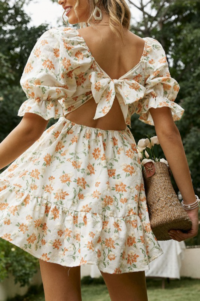 FLORAL SWEET PUFF SLEEVE DRESS