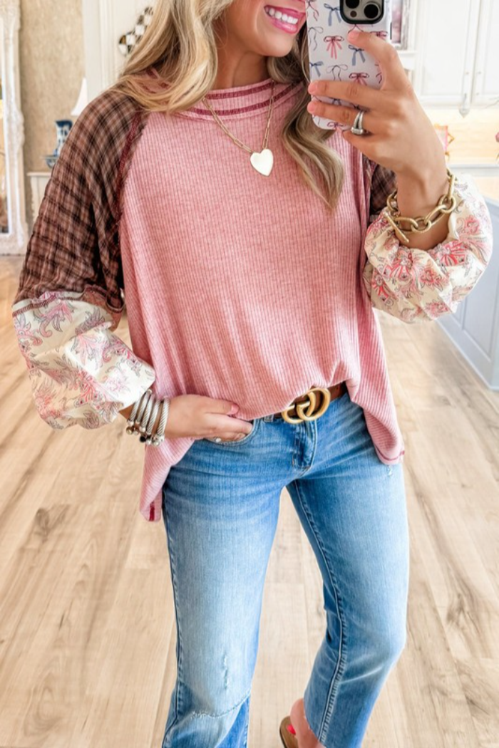 Women's fall boho patch top