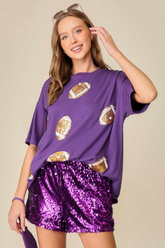 Purple sequin game day shirt