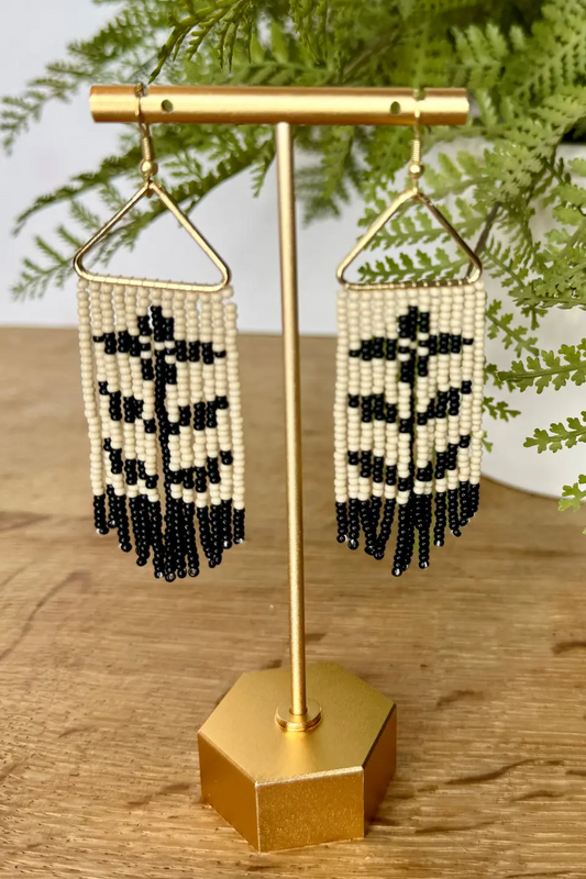 Folk Floral Seed Bead Earrings