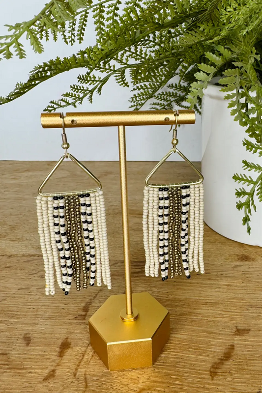 Gold Fringe Seed Bead Earrings