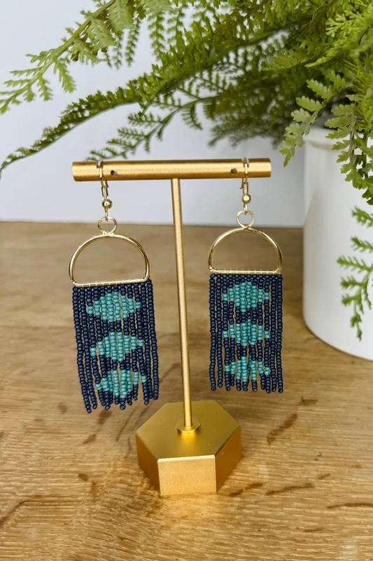 Blue Seed Bead Earrings