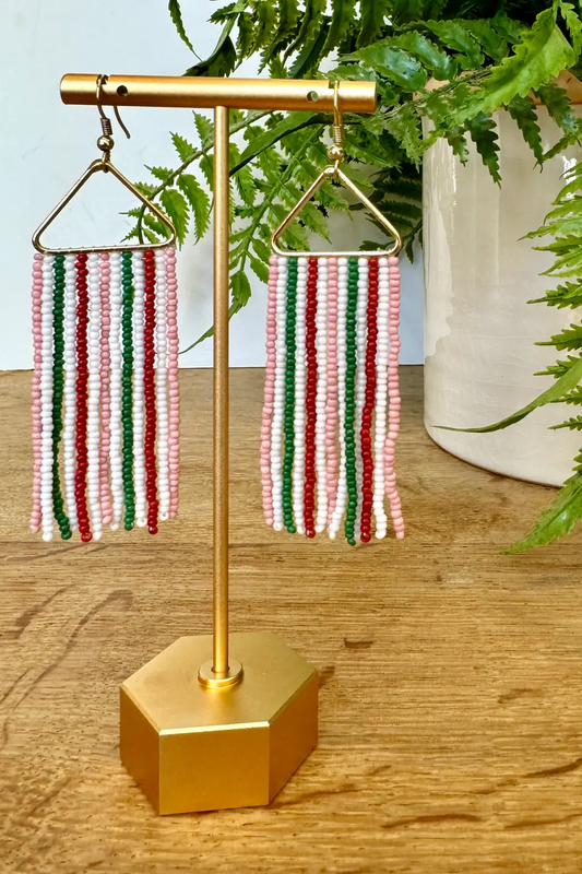 Christmas Fringe Seed Bead Earrings