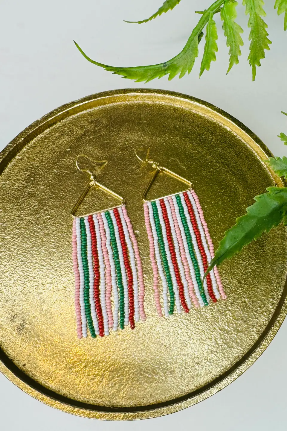 Christmas Fringe Seed Bead Earrings