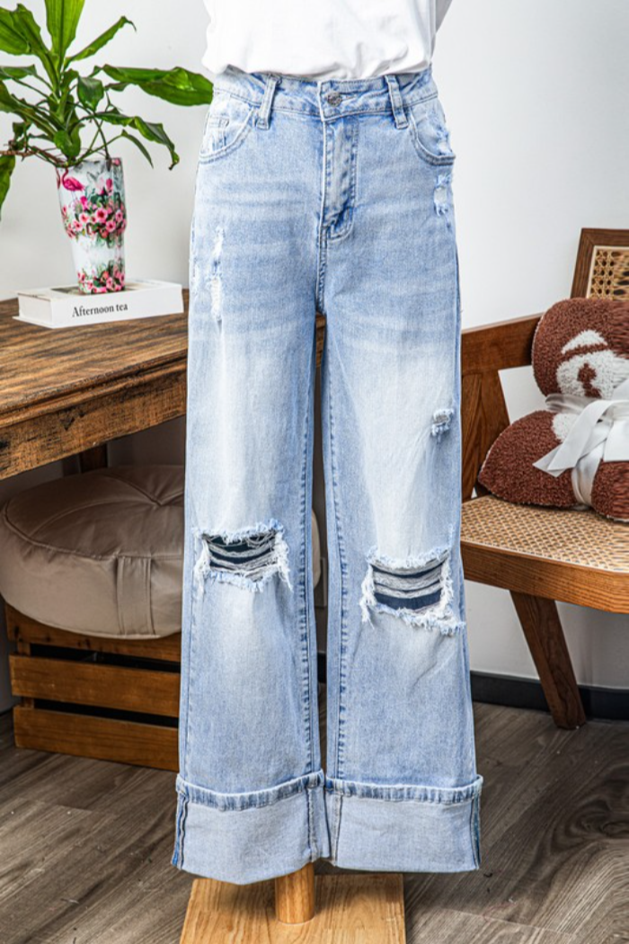 Women's Wide Leg Distressed Jeans