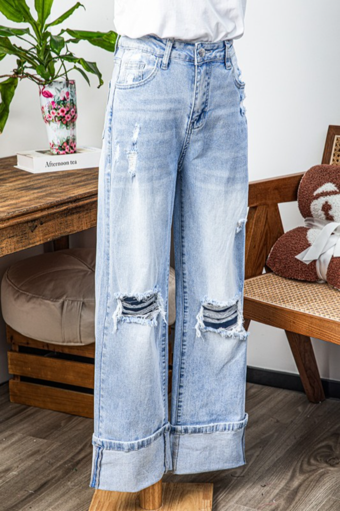 Women's Wide Leg Distressed Jeans