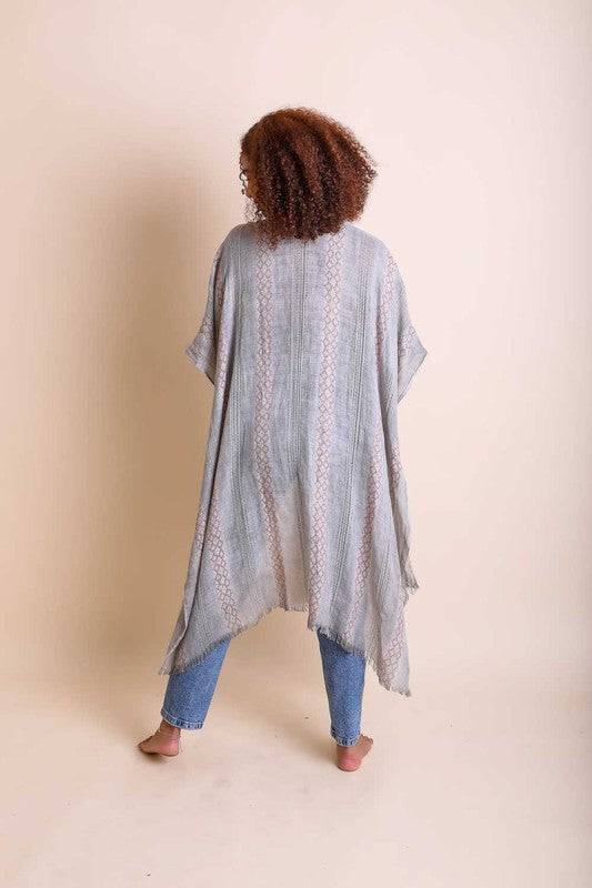 WOVEN LONG LINE TRIBAL KIMONO