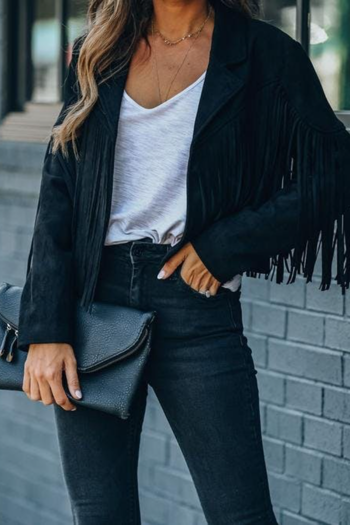 FRINGED SUEDE JACKET