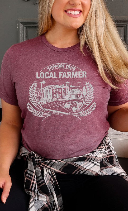 PLUS SIZE SUPPORT YOUR LOCAL FARMER GRAPHIC TEE