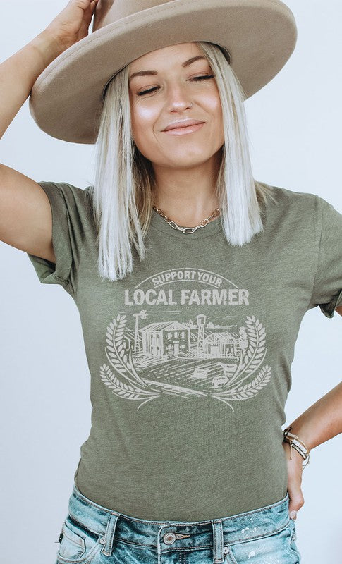 PLUS SIZE SUPPORT YOUR LOCAL FARMER GRAPHIC TEE